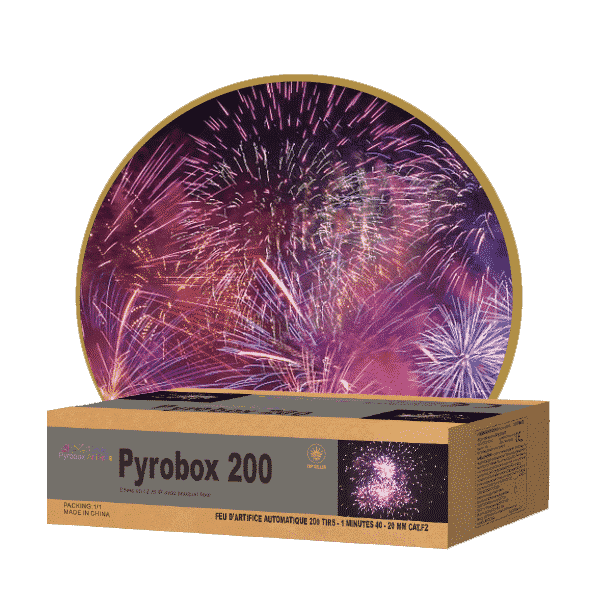Feu d'artifice Pyrobox 200 automatique, 200 projectiles en 2 minutes !