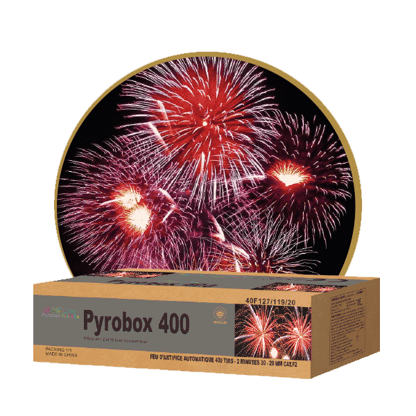 Feu d'artifice Pyrobox 400 automatique, 400 tirs en 4 minutes!